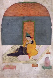 Älskare på en terrass, Garhwal, ca 1780-1800